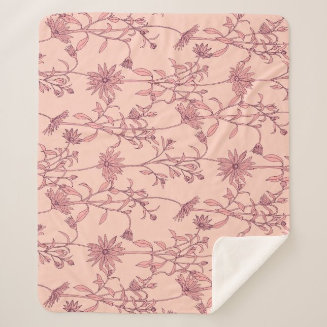 Floral vintage elements, seamless background. sherpa blanket (Front)