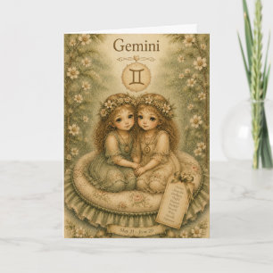Floral vintage Essence zodiac- Gemini Card