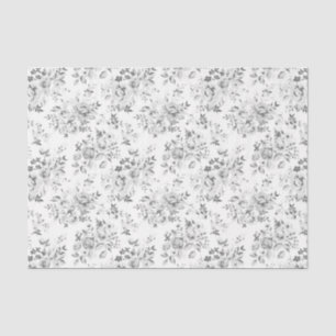 Floral Vintage Grey Winter Roses Pattern Tissue Paper