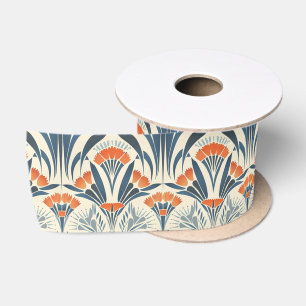 Floral Vintage-Inspired Art Deco Satin Ribbon