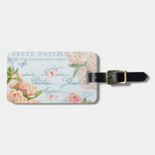 Floral vintage luggage tag w/ flowers