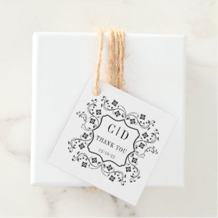 Floral Vintage Monogram Wedding Favour Tags