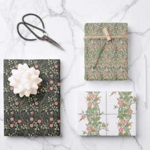 Floral Vintage Morris Wild Roses Briar Rambler Wra Wrapping Paper Sheet