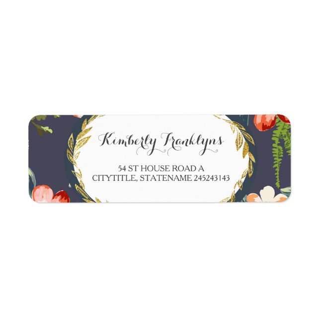 floral vintage navy gold wedding (Front)