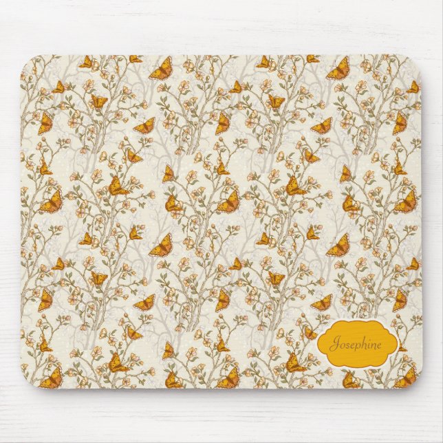 Floral Vintage Pattern with Butterflies Mouse Pad (Front)