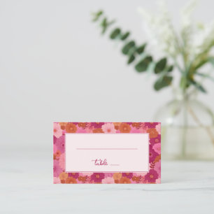 Floral Vintage Pink Orange Place Card