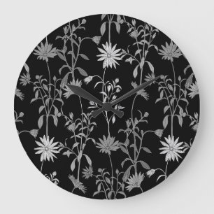 Floral vintage: seamless invitation background. large clock