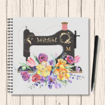 Floral Vintage Sewing Machine Monogram 