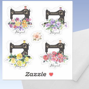Floral Vintage Sewing Machines Sticker Set