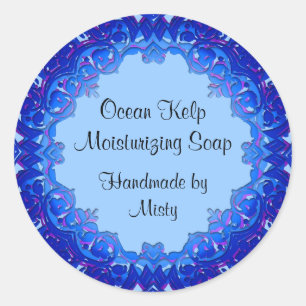 Floral Vintage Soap or Canning Labels Blue