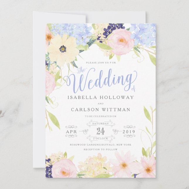 Floral Vintage Spring Wedding Invitation (Front)