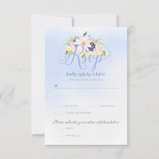 Floral Vintage Spring Wedding RSVP Card (Front)