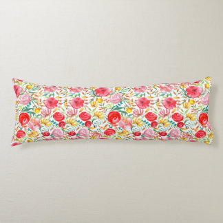 Floral Vintage Style Flowers and Meadow Grass Body Cushion
