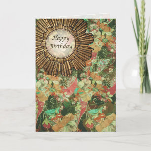 Floral Vintage Style Happy Birthday Day Card