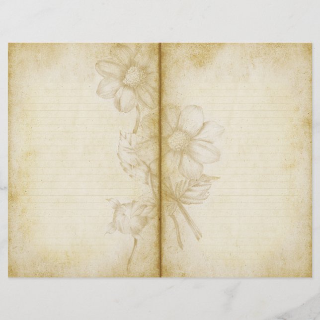 Floral Vintage Style Journal Scrapbook Paper (Front)