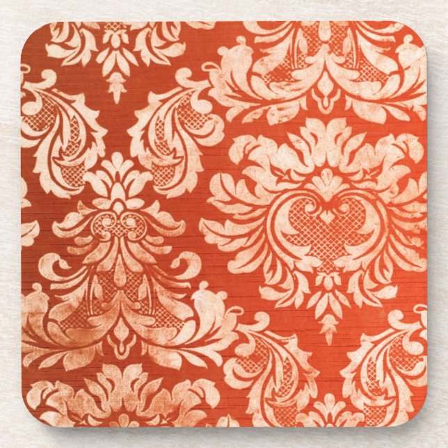 Floral vintage wallpaper background coaster (Front)