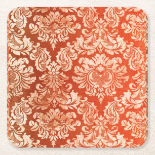 Floral vintage wallpaper background square paper coaster