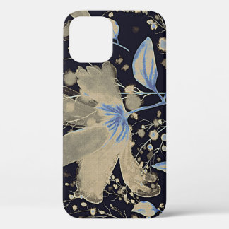Floral Vintage Watercolor: Black Background iPhone 12 Case