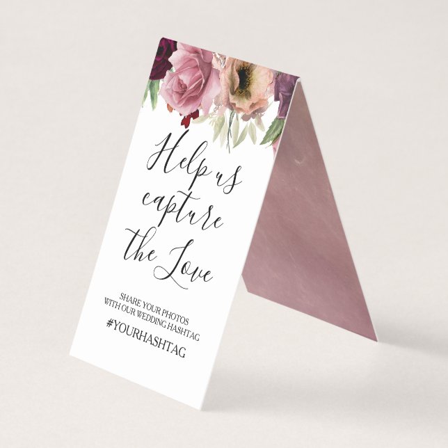 Floral Vintage Wedding Photos Hashtag (Front)