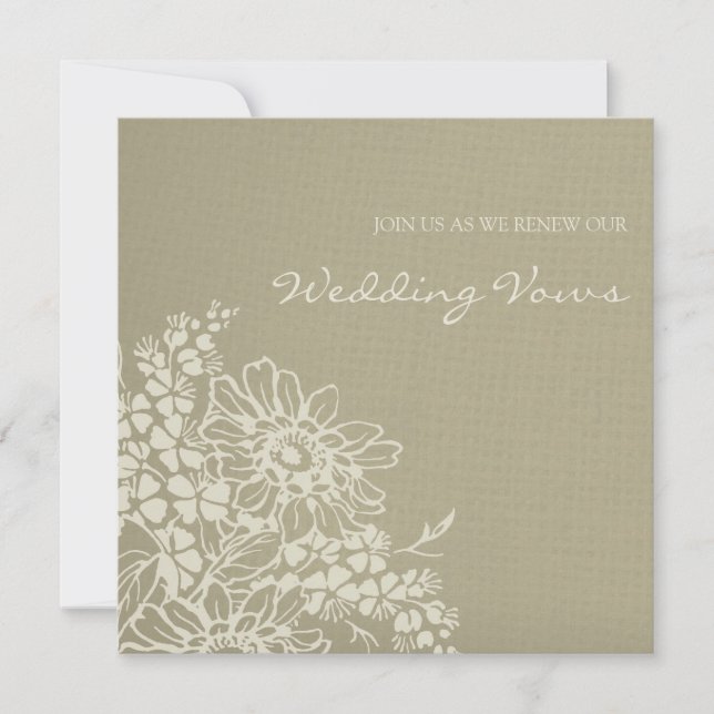 Floral Vintage Wedding Vow Renewal Invitation (Front)