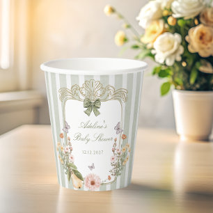 Floral Vintage Whimsical Baby Shower Paper Cups