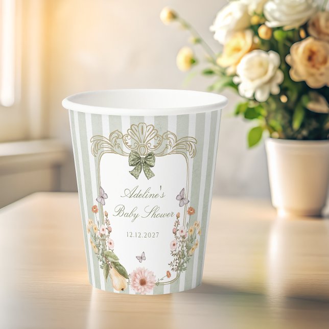 Floral Vintage Whimsical Baby Shower Paper Cups (Creator Uploaded)