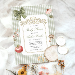 Floral Vintage Whimsical Sage Baby Shower Invitation