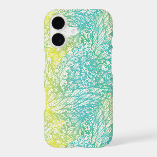 Floral Vintage Yellow And Blue Gradient