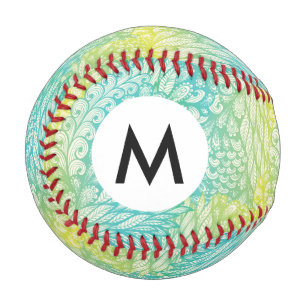 Floral Vintage Yellow And Blue Gradient Baseball