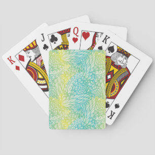 Floral Vintage Yellow And Blue Gradient Playing Cards