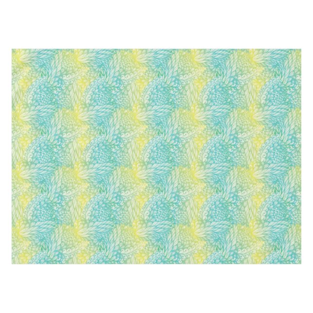 Floral Vintage Yellow And Blue Gradient Tablecloth (Front (Horizontal))