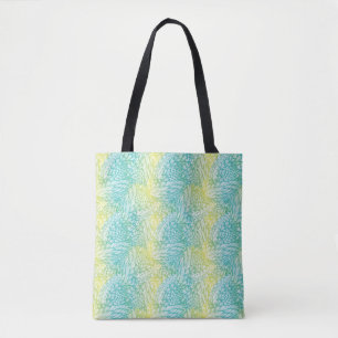 Floral Vintage Yellow And Blue Gradient Tote Bag