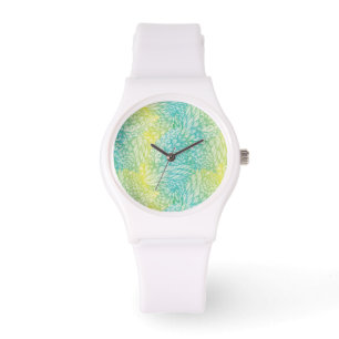 Floral Vintage Yellow And Blue Gradient Watch