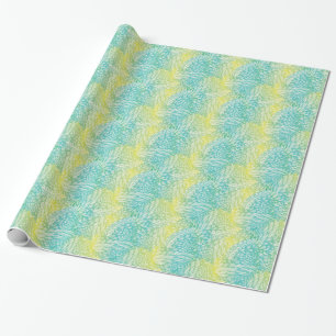Floral Vintage Yellow And Blue Gradient Wrapping Paper