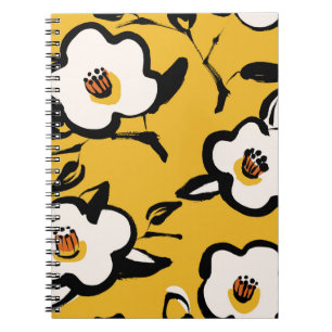Floral Vintage yellow pattern with sketchy hand dr Notebook