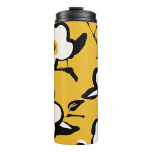 Floral Vintage yellow pattern with sketchy hand dr Thermal Tumbler