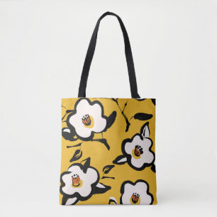 Floral Vintage yellow pattern with sketchy hand dr Tote Bag