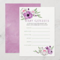 Floral Violet and Sage Baby Shower Baby Guesses
