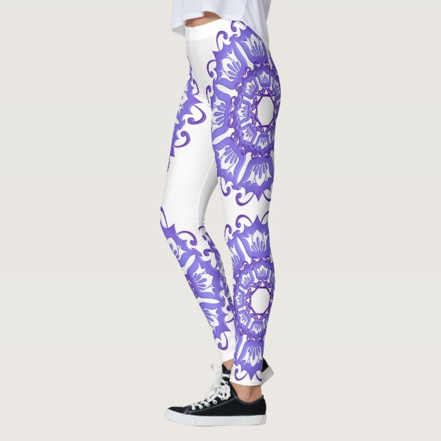 Floral violet mandala. leggings (Left)