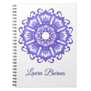Floral violet mandala. Name. Notebook