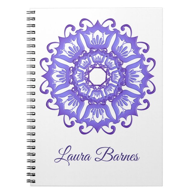 Floral violet mandala. Name. Notebook (Front)
