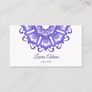 Floral violet mandala. Text. Business Card
