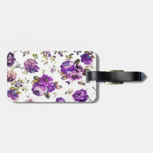 Floral Violet Pattern Luggage Tag