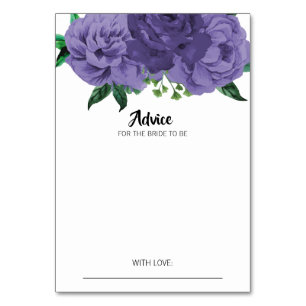Floral Violet Purple Bridal Shower Advice Card