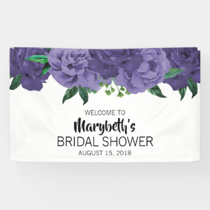 Floral Violet Purple Bridal Shower Welcome Banner