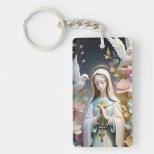 Floral Virgin Mary Keychain