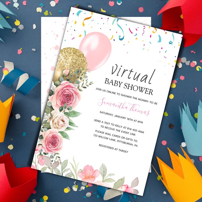 Floral virtual baby shower invitation (Creator Uploaded)