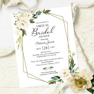 Floral Virtual Bridal Shower Budget Invitation