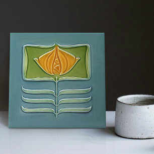 Floral Wall Decor Art Nouveau Vintage Abstract Tile
