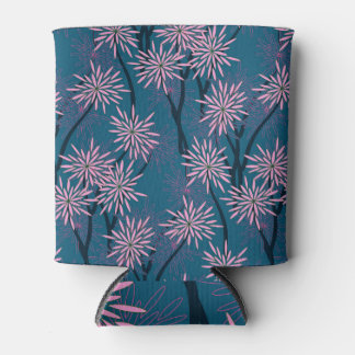 Floral wallpaper: Asian navy blue, pink. Can Cooler